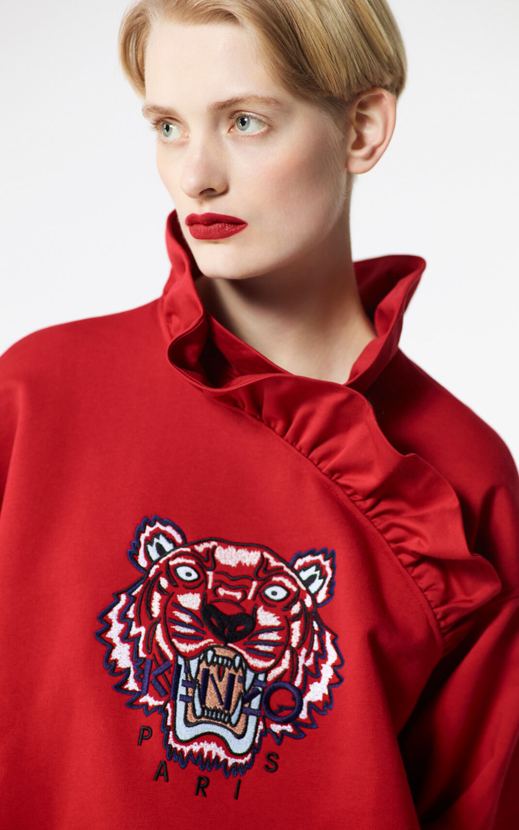 Sweat Kenzo Frilled Tiger Femme Rouge | EAWU-21486